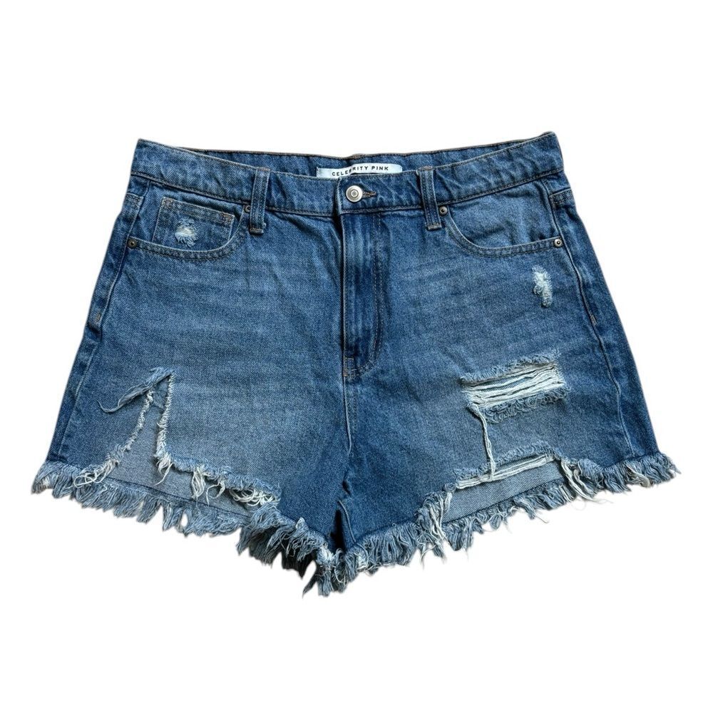 Celebrity Pink Distressed Blue Denim Jean Shorts